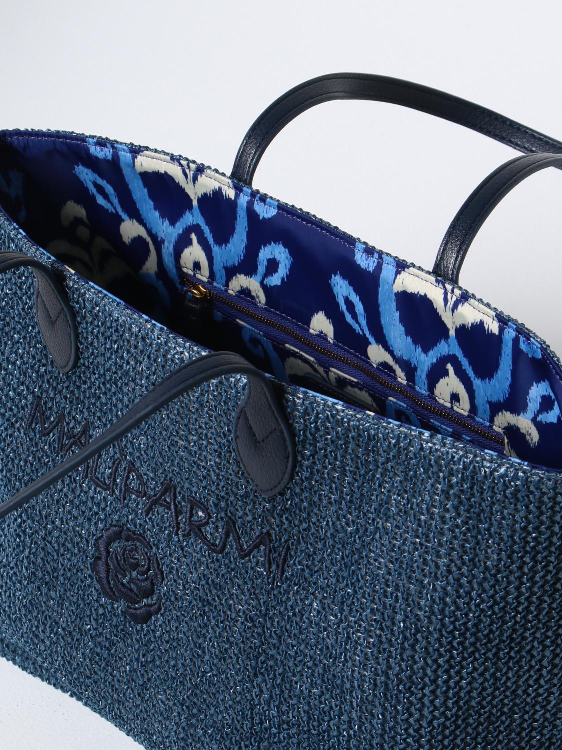 MALIPARMI BORSA A SPALLA: Borsa Maliparmi in carta tessile, Blue - Img 3