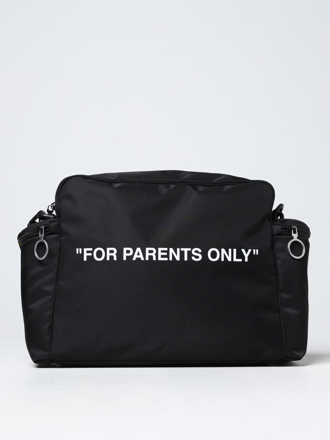 OFF-WHITE KIDS BLANKET SET: Off-White nylon diaper bag, Black - Img 1