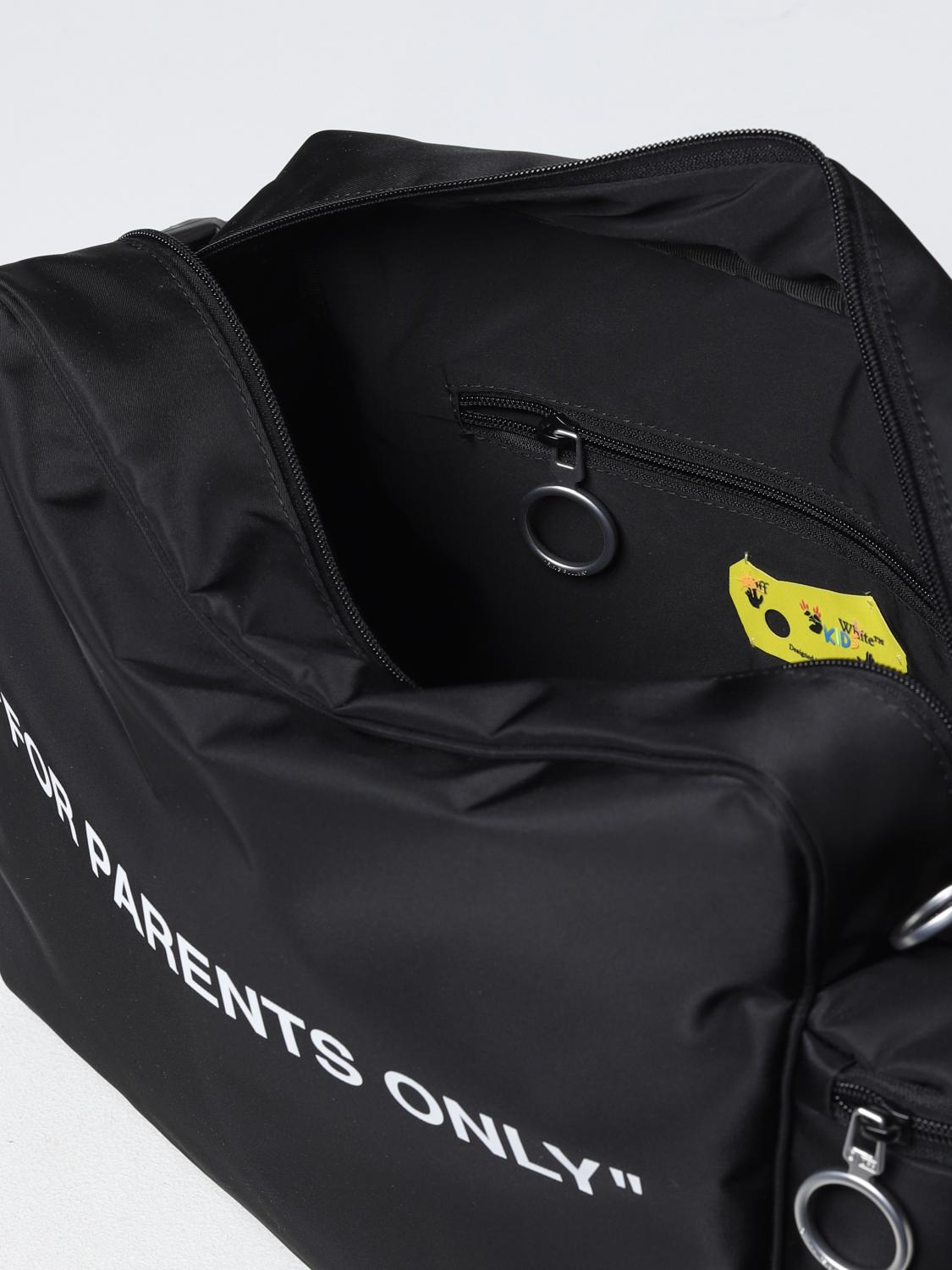 OFF-WHITE KIDS BLANKET SET: Off-White nylon diaper bag, Black - Img 4
