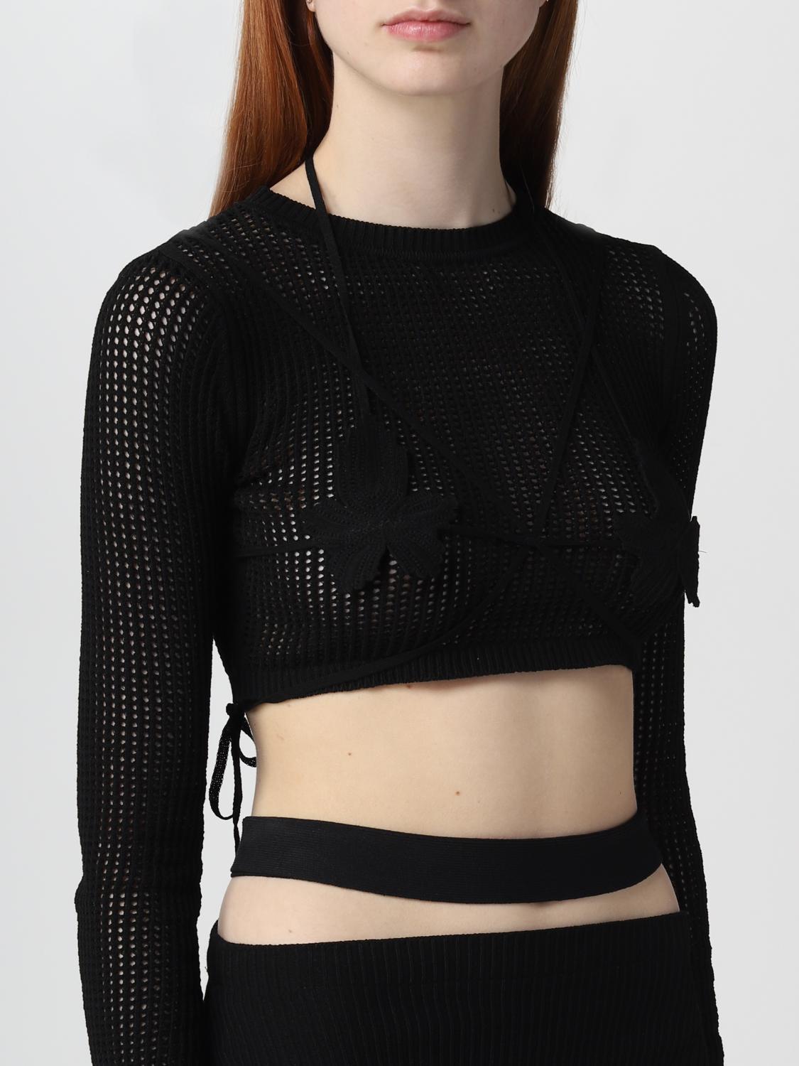 ANDREADAMO TOP: Top Andreadamo in viscosa a rete, Nero - Img 4