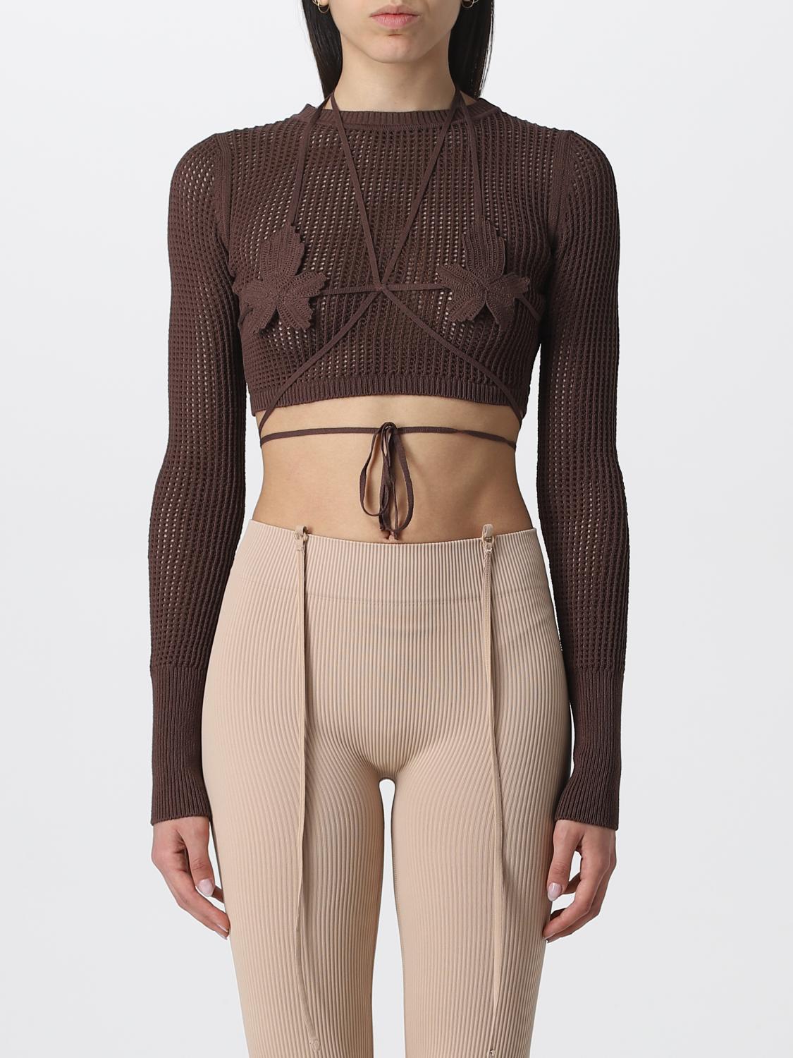 ANDREADAMO TOP: Top Andreadamo in viscosa a rete, Marrone - Img 1