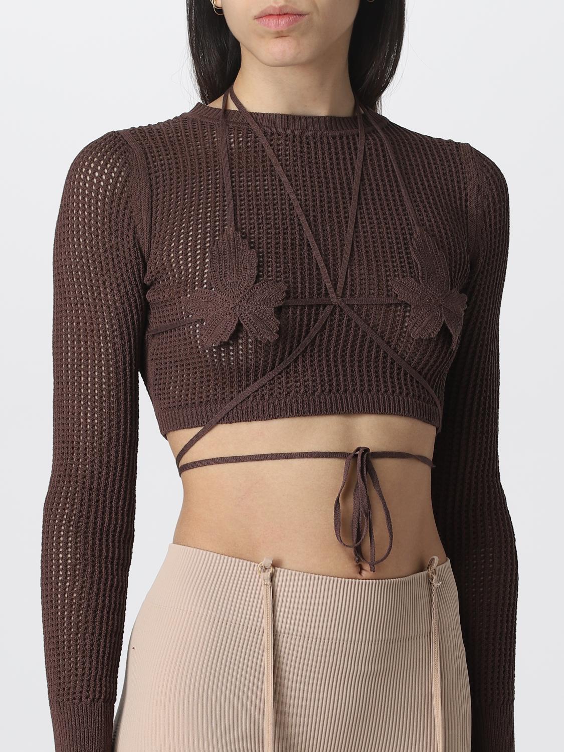 ANDREADAMO TOP: Top Andreadamo in viscosa a rete, Marrone - Img 3