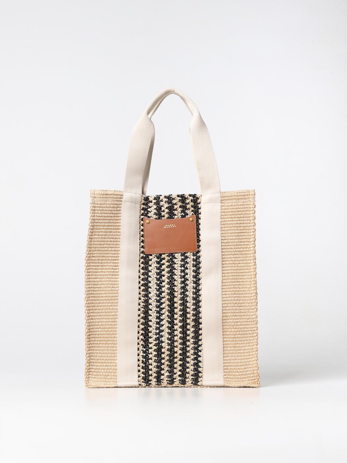 ISABEL MARANT BORSA A SPALLA: Borsa Isabel Marant in carta tessile e pelle, Bianco - Img 1