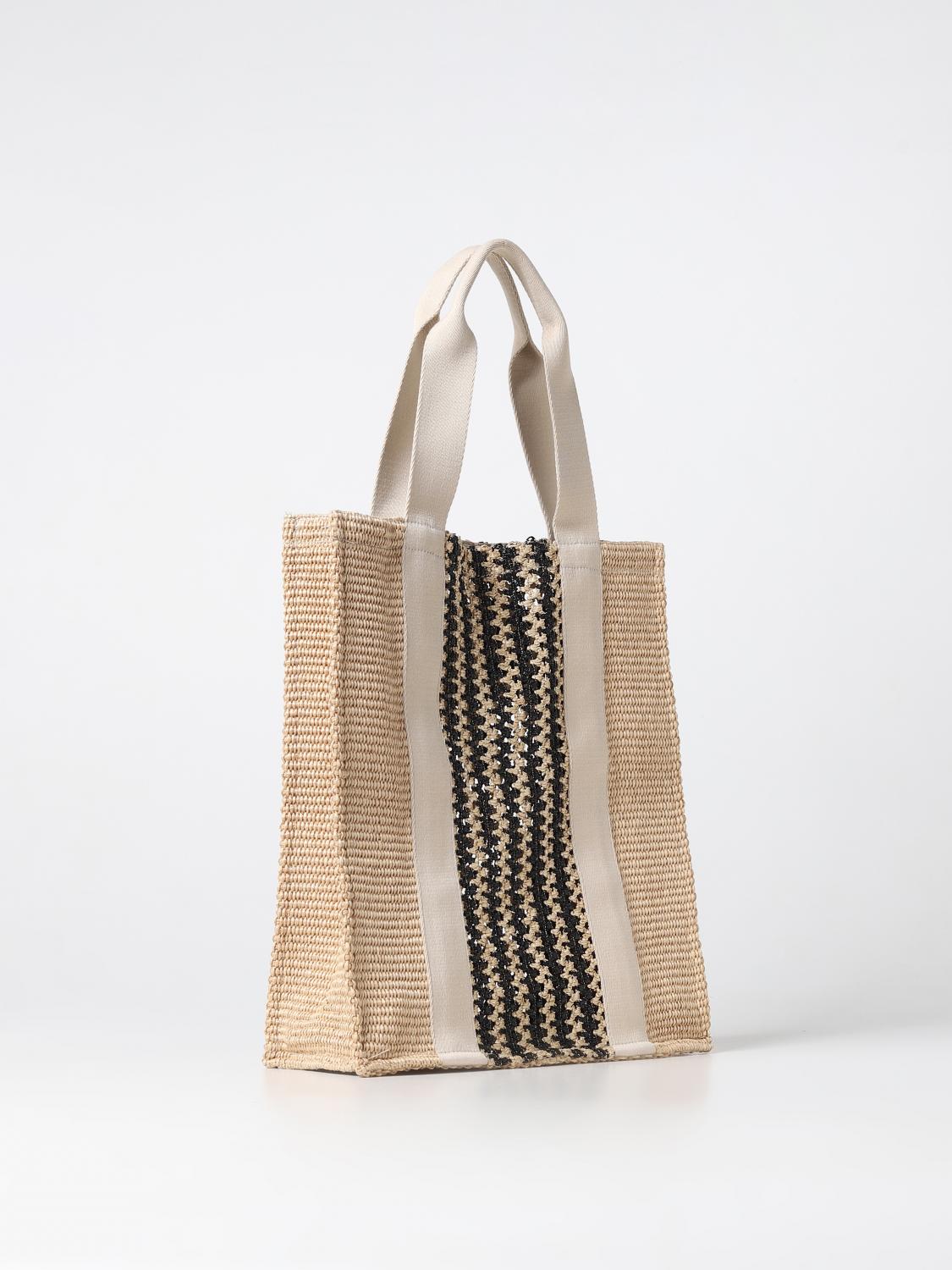 ISABEL MARANT BORSA A SPALLA: Borsa Isabel Marant in carta tessile e pelle, Bianco - Img 2