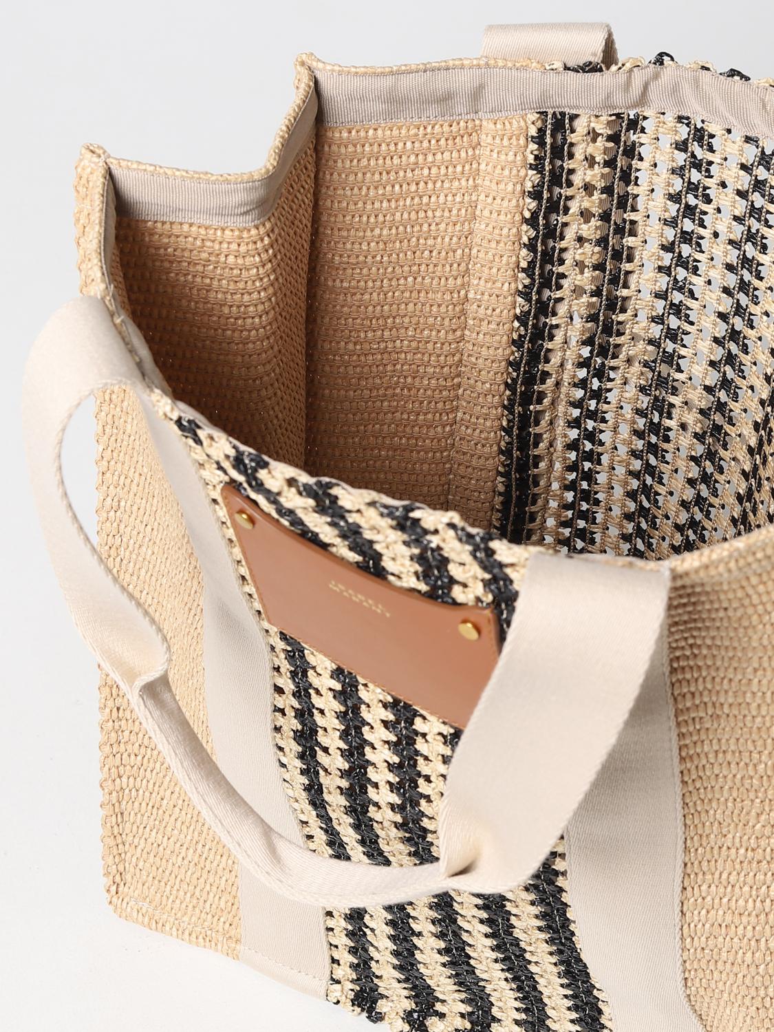 ISABEL MARANT BORSA A SPALLA: Borsa Isabel Marant in carta tessile e pelle, Bianco - Img 3
