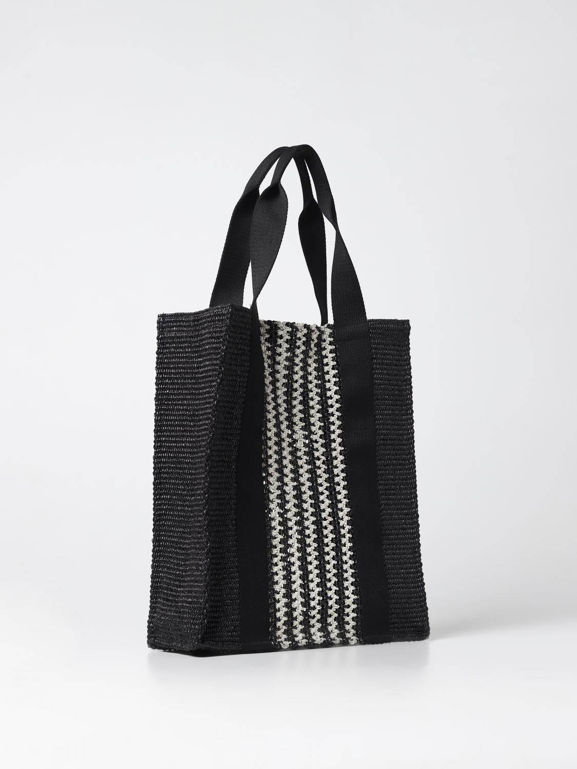 ISABEL MARANT BORSA A SPALLA: Borsa Isabel Marant in carta tessile e pelle, Nero - Img 2