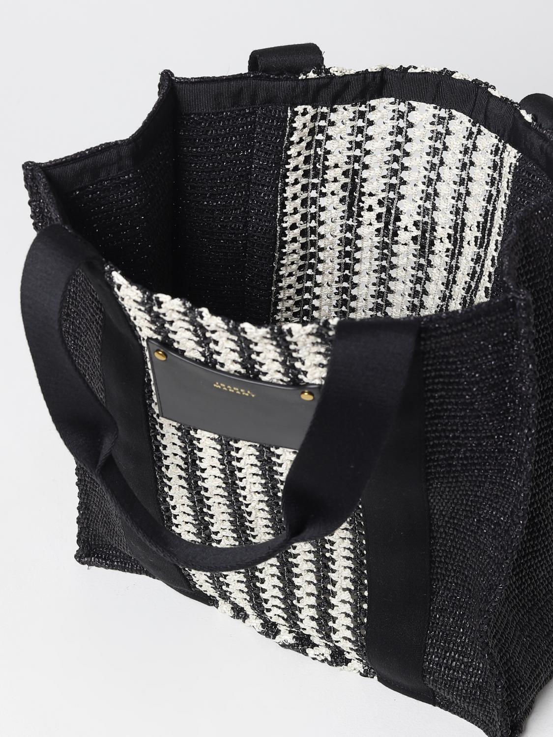 ISABEL MARANT BORSA A SPALLA: Borsa Isabel Marant in carta tessile e pelle, Nero - Img 3