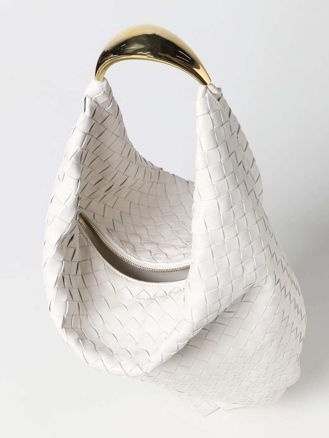 BOTTEGA VENETA: Foulard intrecciato leather bag - White | Bottega