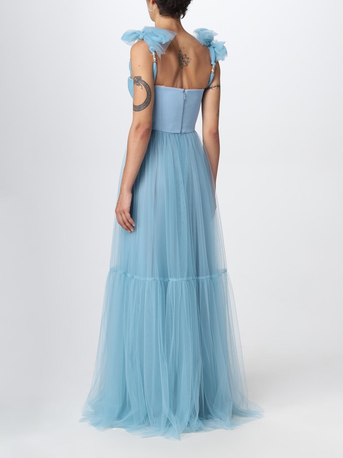 ELISABETTA FRANCHI VESTIDO: Vestido mujer Elisabetta Franchi, Azul Claro - Img 2