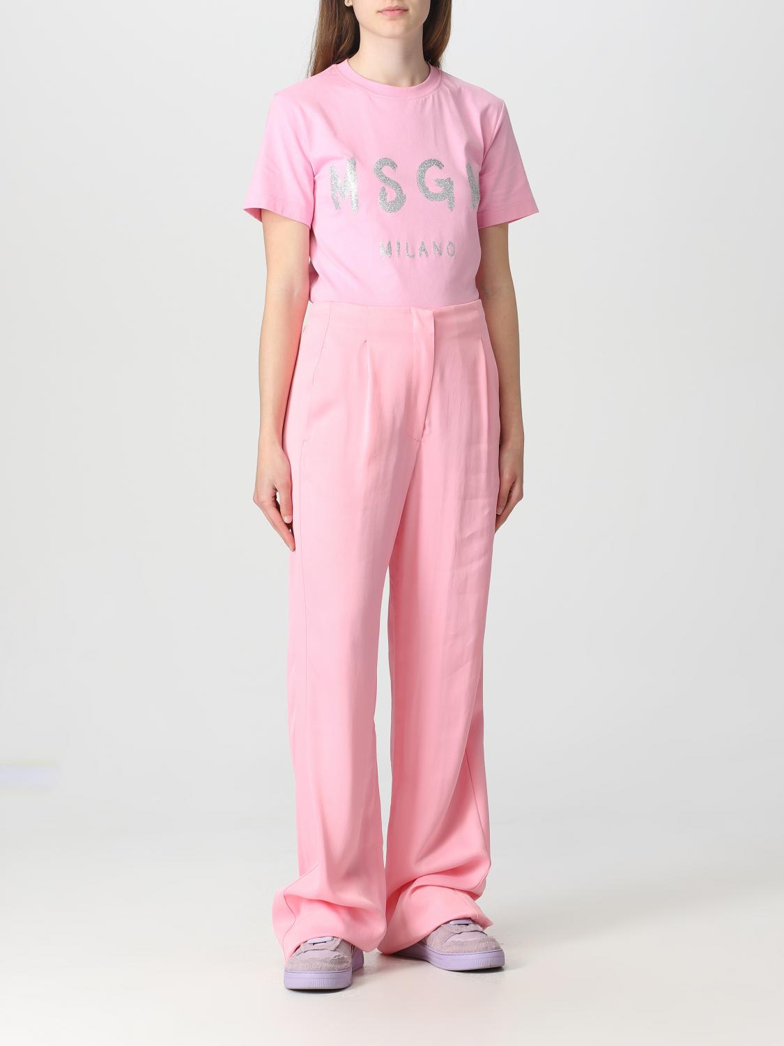 パンツ MSGM Woman Pants Pink MDP04237318 12 MSGM Outlet: pants in viscose - Pink | MSGM pants
