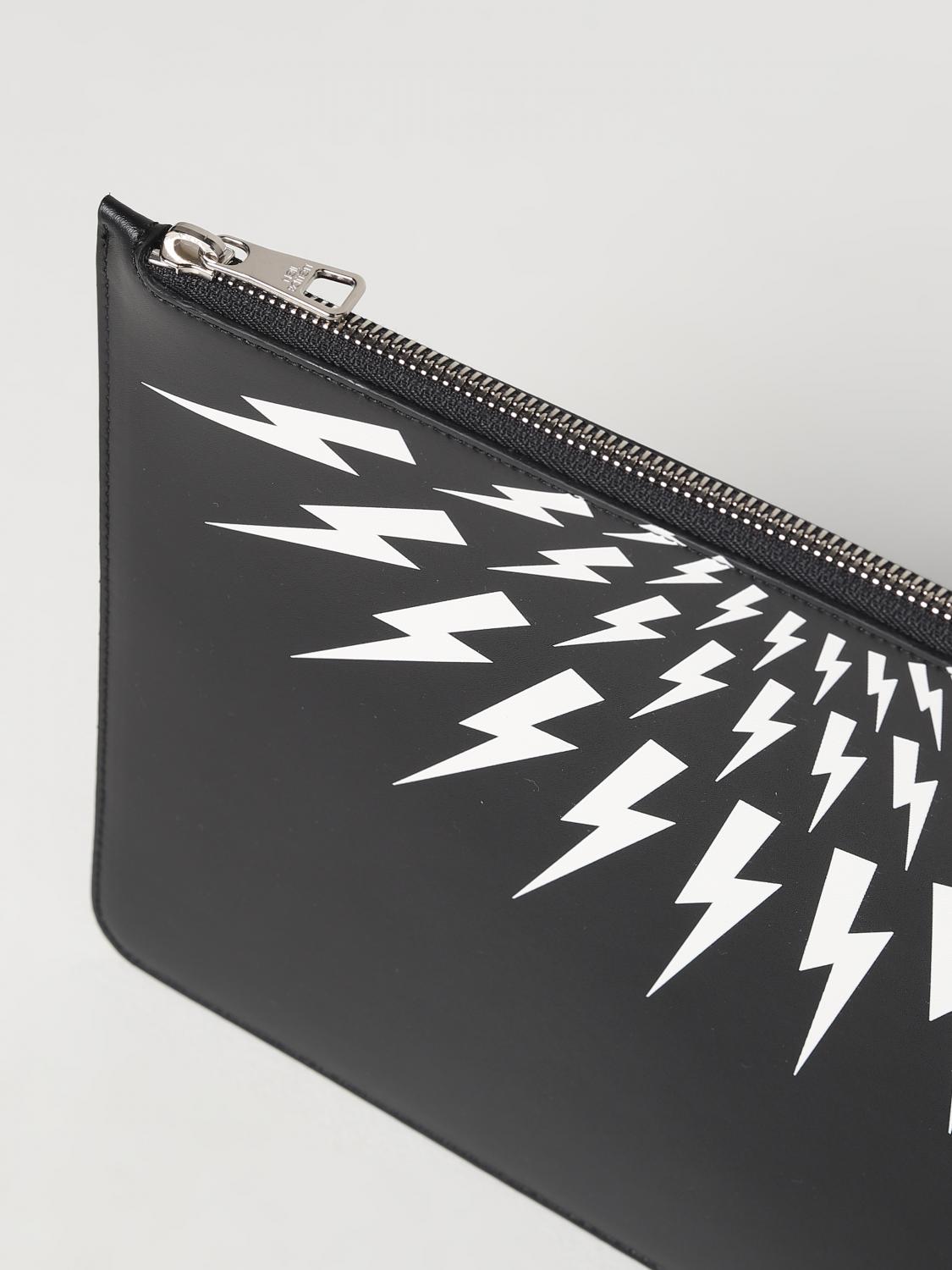 NEIL BARRETT PORTADOCUMENTI: Clutch Fair-Isle Neil Barrett in pelle, Nero - Img 3