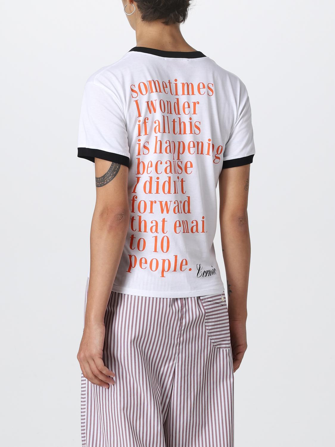 【関税込み】Cormio グレー&ピンク Albina Tシャツ CORMIO: T-shirt woman - White | Cormio t-shirt ALBINA online