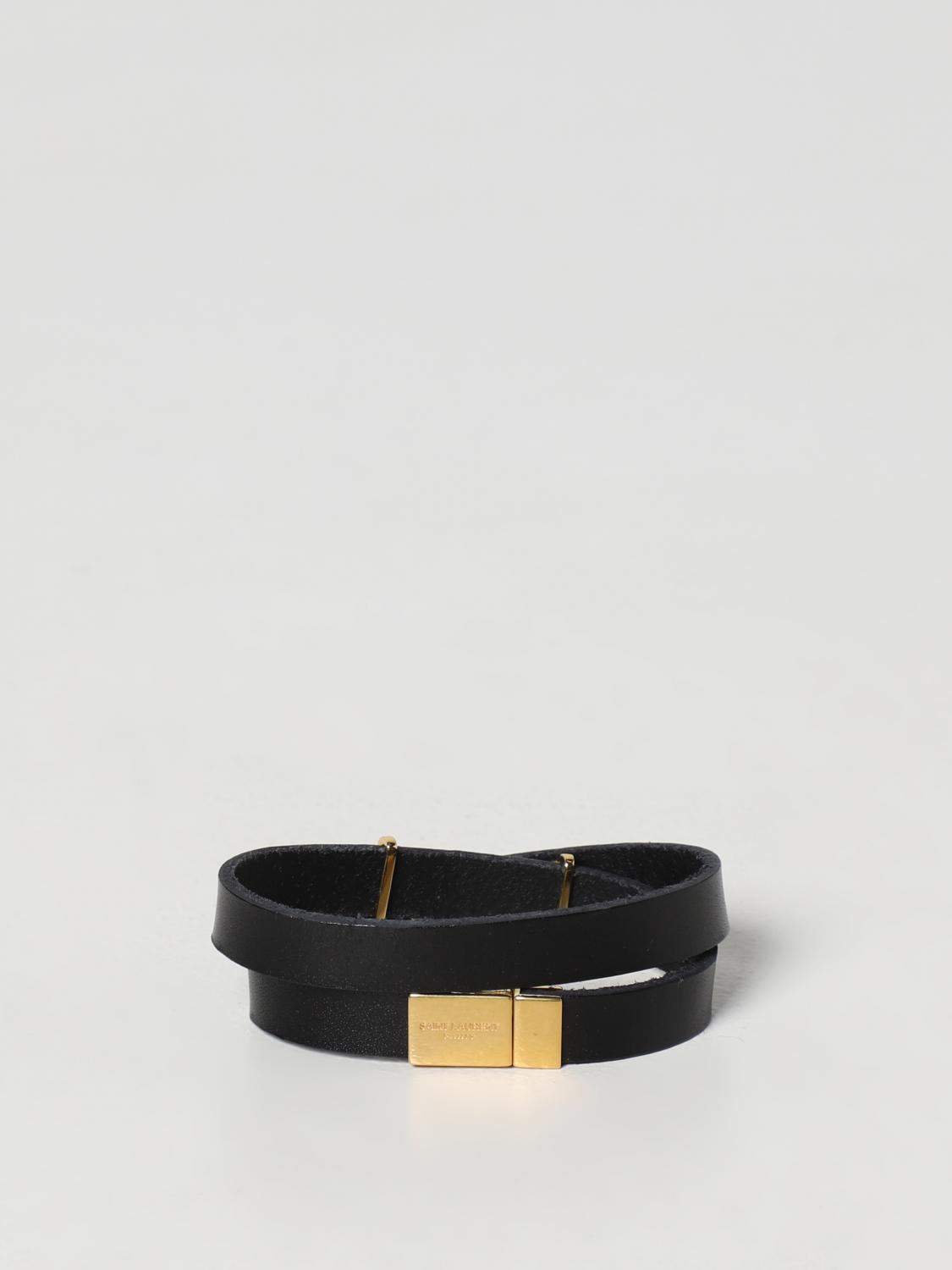 SAINT LAURENT GIOIELLO: Bracciale Saint Laurent in pelle, Nero - Img 2