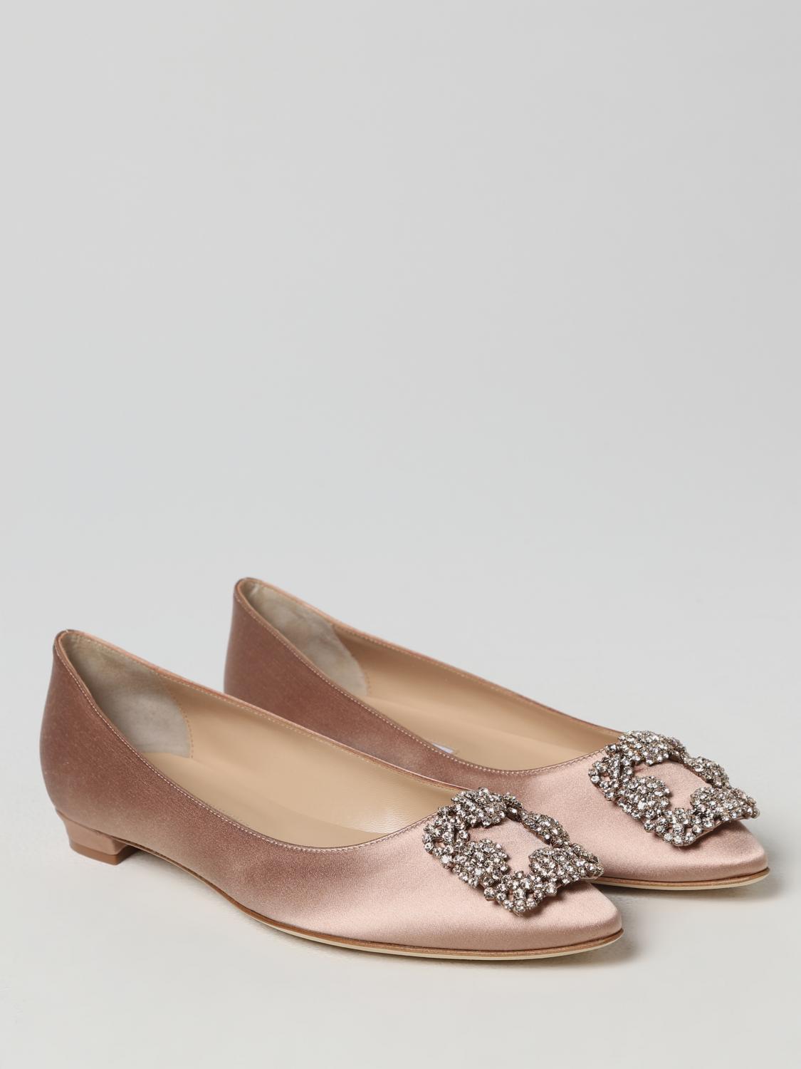 MANOLO BLAHNIK ベージュ フラット　ハンギシ　ピンクベージュ　36 Manolo Blahnik Hangisi ballet flat in satin - Blush Pink | 9XX0349