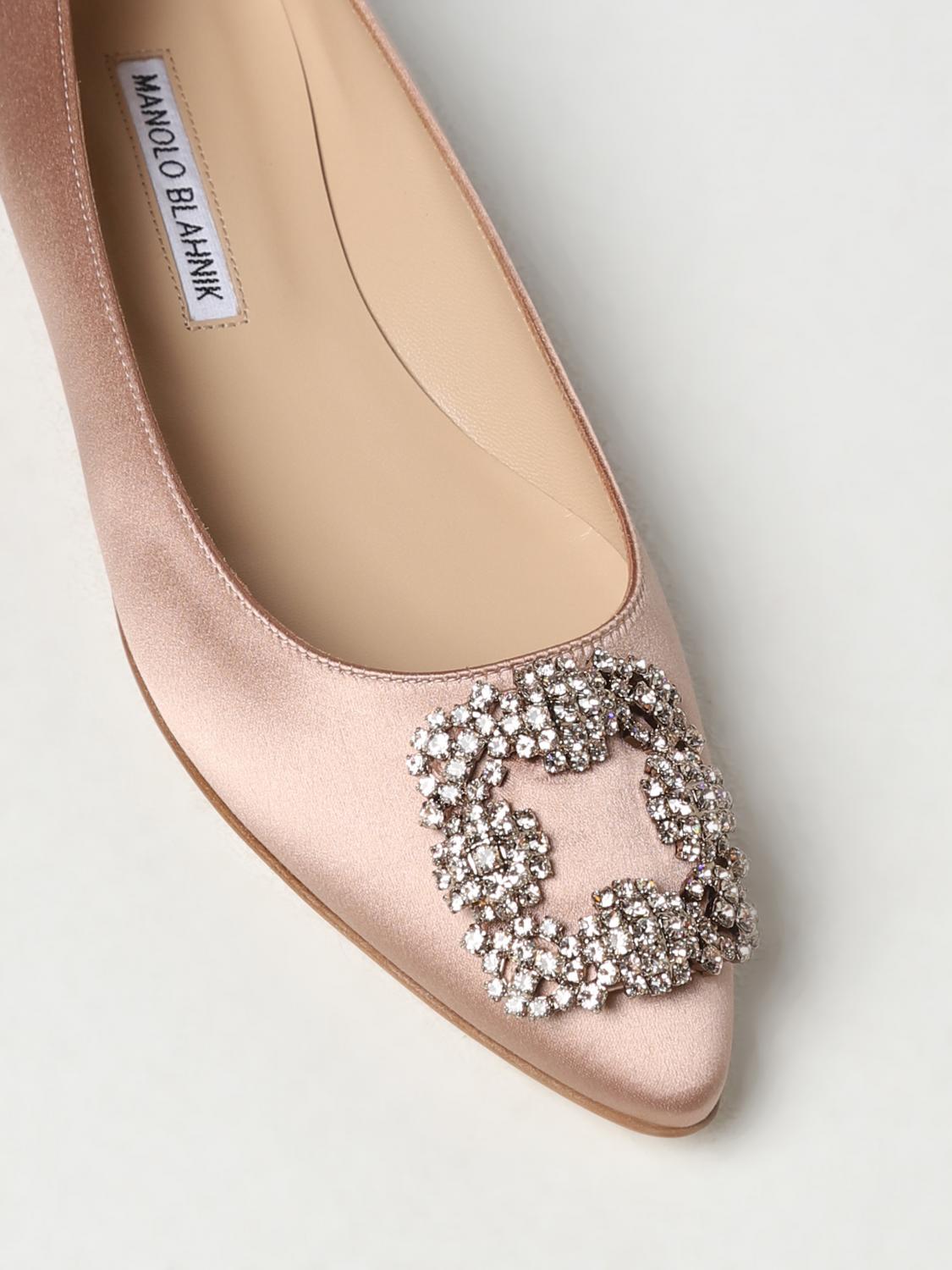 Manolo Blahnik Hangisi ballet flat in satin - Blush Pink | 9XX0349