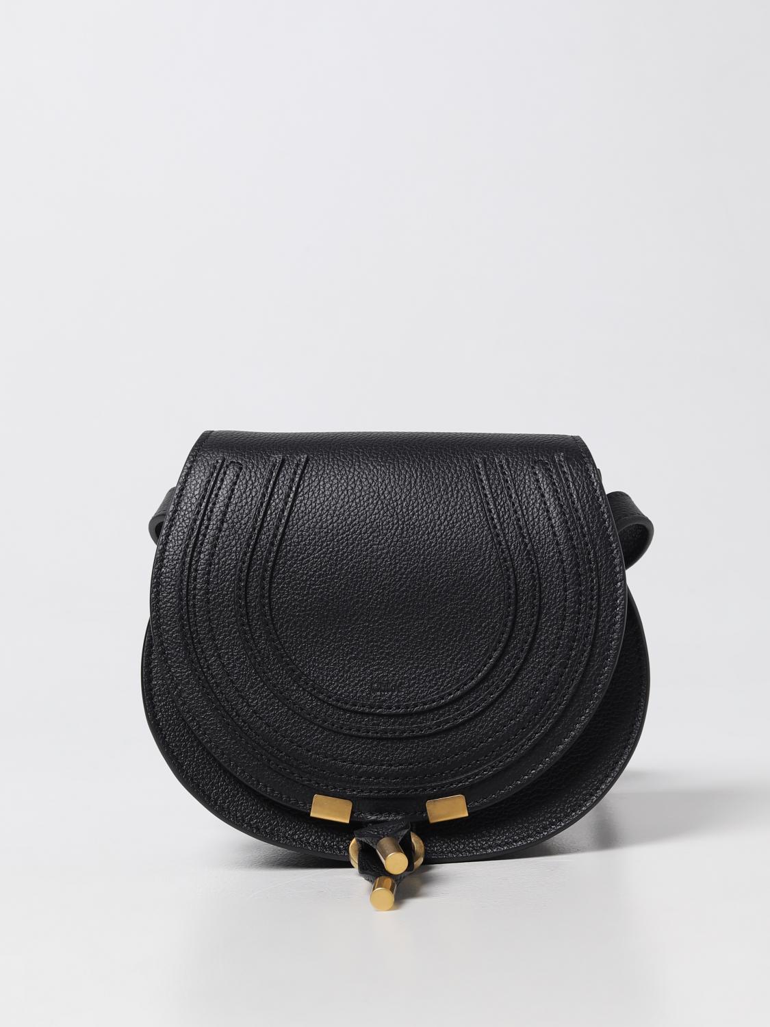 CHLOÉ BORSA MINI: Borsa Marcie Chloé in pelle a grana, Nero - Img 1