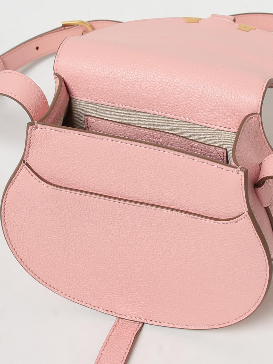CHLOÉ BORSA MINI: Borsa Marcie Chloé in pelle a grana, Rosa - Img 4
