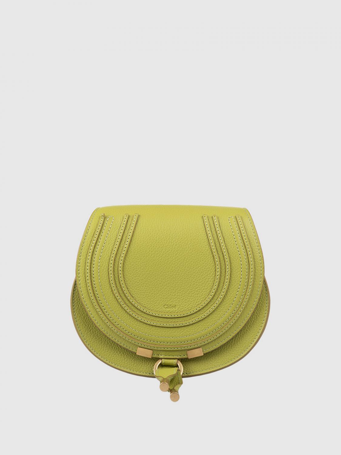 CHLOÉ BORSA MINI: Borsa Marcie Chloé in pelle a grana, Verde - Img 1