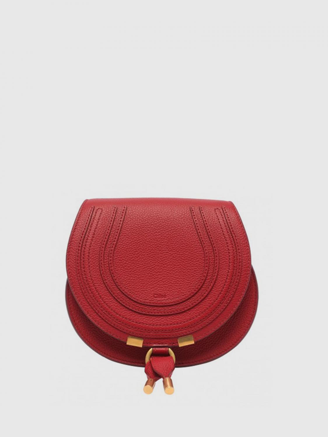 CHLOÉ BORSA MINI: Borsa Marcie Chloé in pelle a grana, Rosso - Img 1