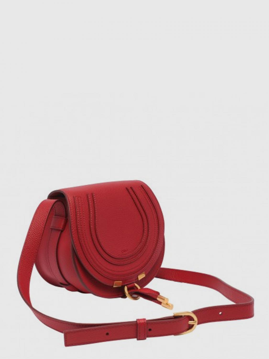 CHLOÉ BORSA MINI: Borsa Marcie Chloé in pelle a grana, Rosso - Img 2
