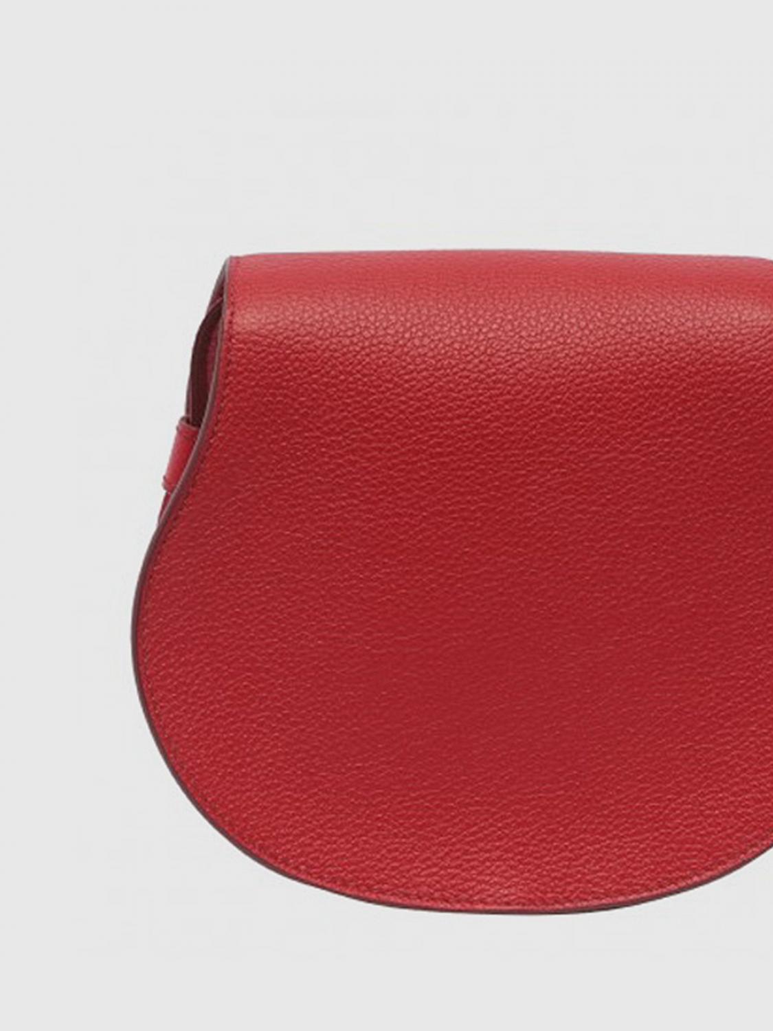 CHLOÉ BORSA MINI: Borsa Marcie Chloé in pelle a grana, Rosso - Img 3