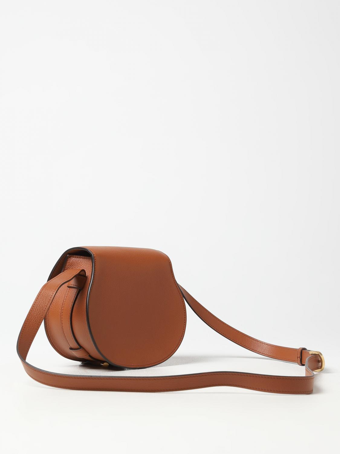 CHLOÉ BORSA MINI: Borsa Marcie Chloé in pelle a grana, Marrone - Img 3