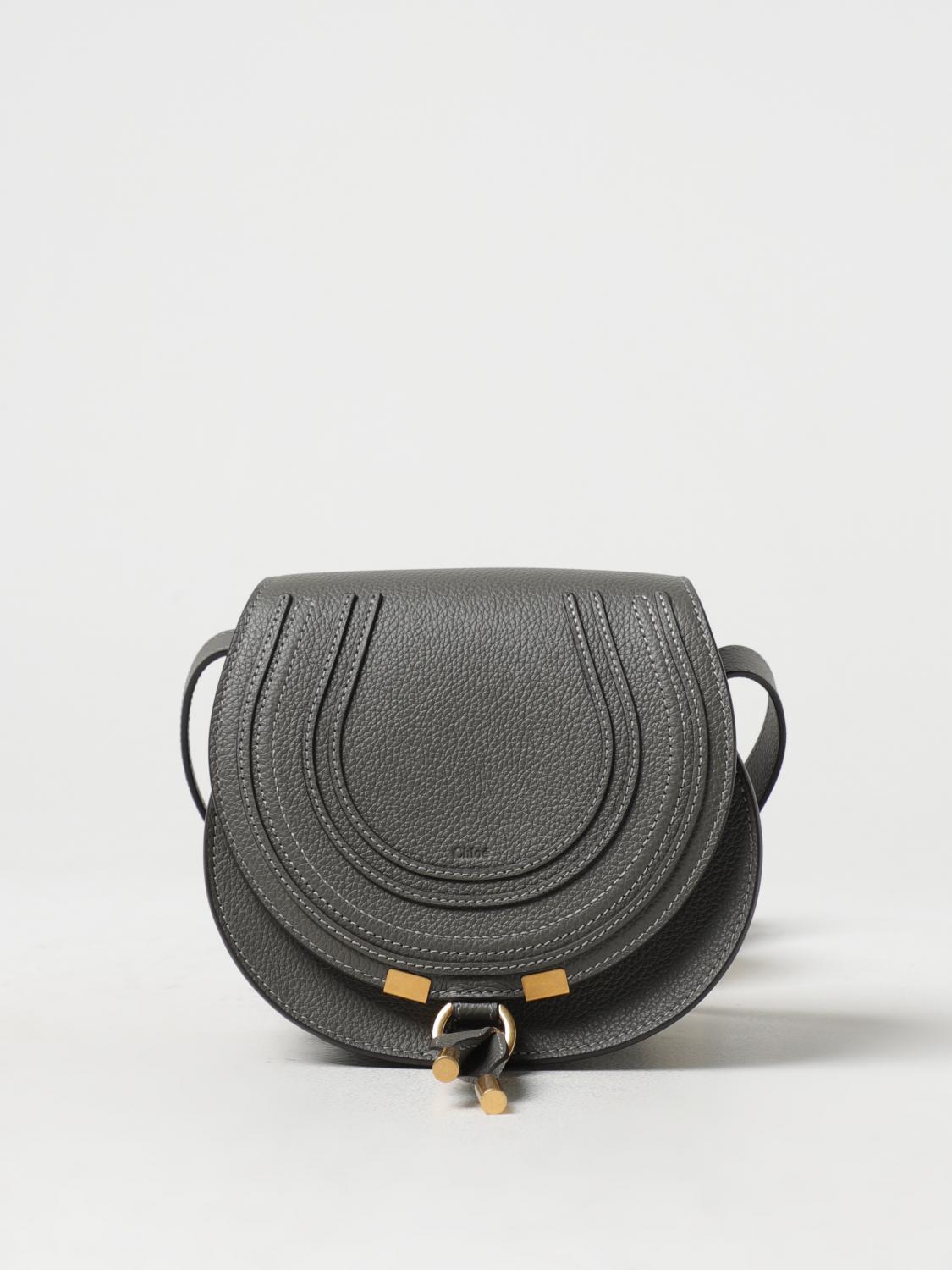 CHLOÉ BORSA MINI: Borsa Marcie Chloé in pelle a grana, Antracite - Img 1