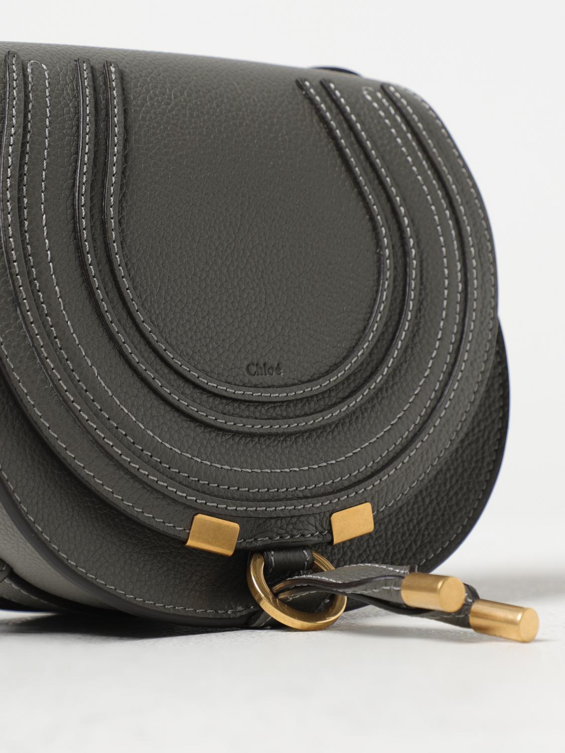 CHLOÉ BORSA MINI: Borsa Marcie Chloé in pelle a grana, Antracite - Img 3