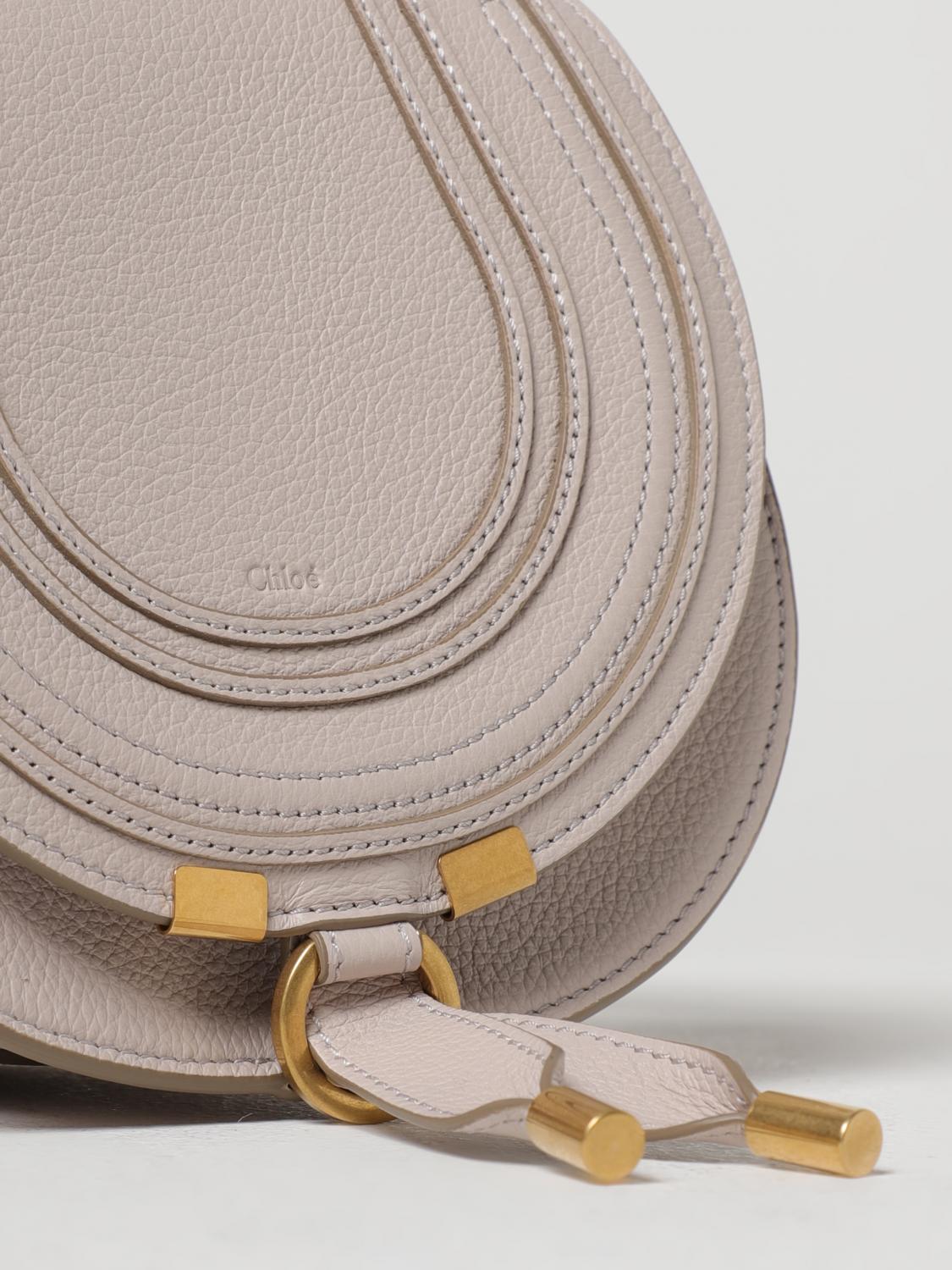 CHLOÉ BORSA MINI: Borsa Marcie Chloé in pelle a grana, Grigio 1 - Img 3