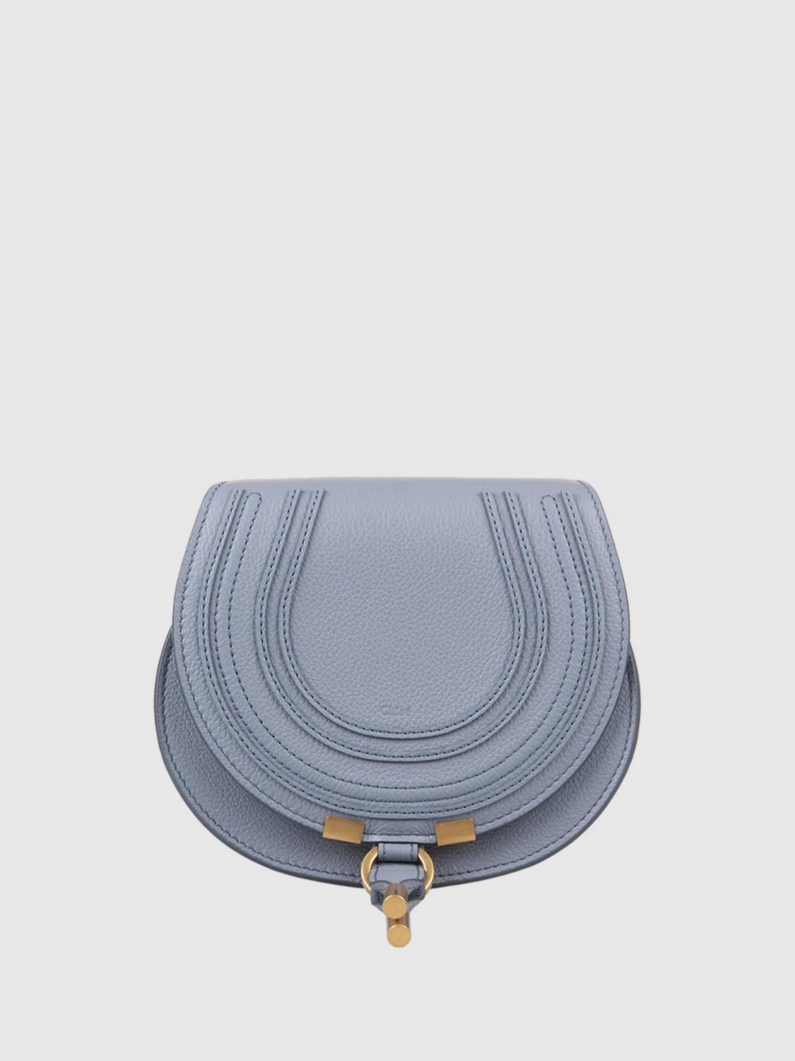 CHLOÉ BORSA MINI: Borsa Marcie Chloé in pelle a grana, Blue 2 - Img 1