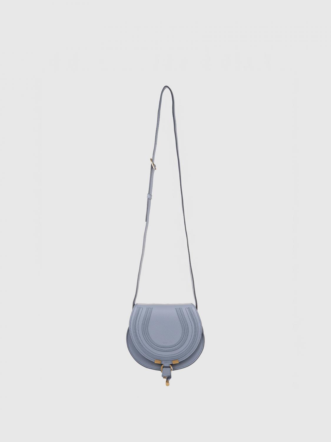 CHLOÉ BORSA MINI: Borsa Marcie Chloé in pelle a grana, Blue 2 - Img 3