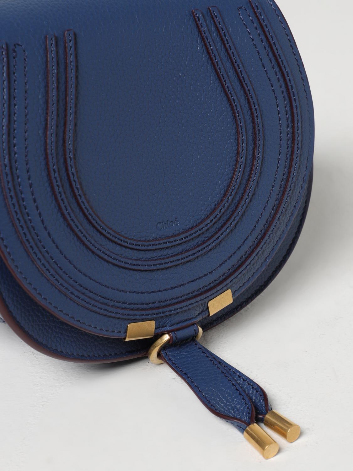CHLOÉ BORSA MINI: Borsa Marcie Chloé in pelle a grana, Blue 3 - Img 3
