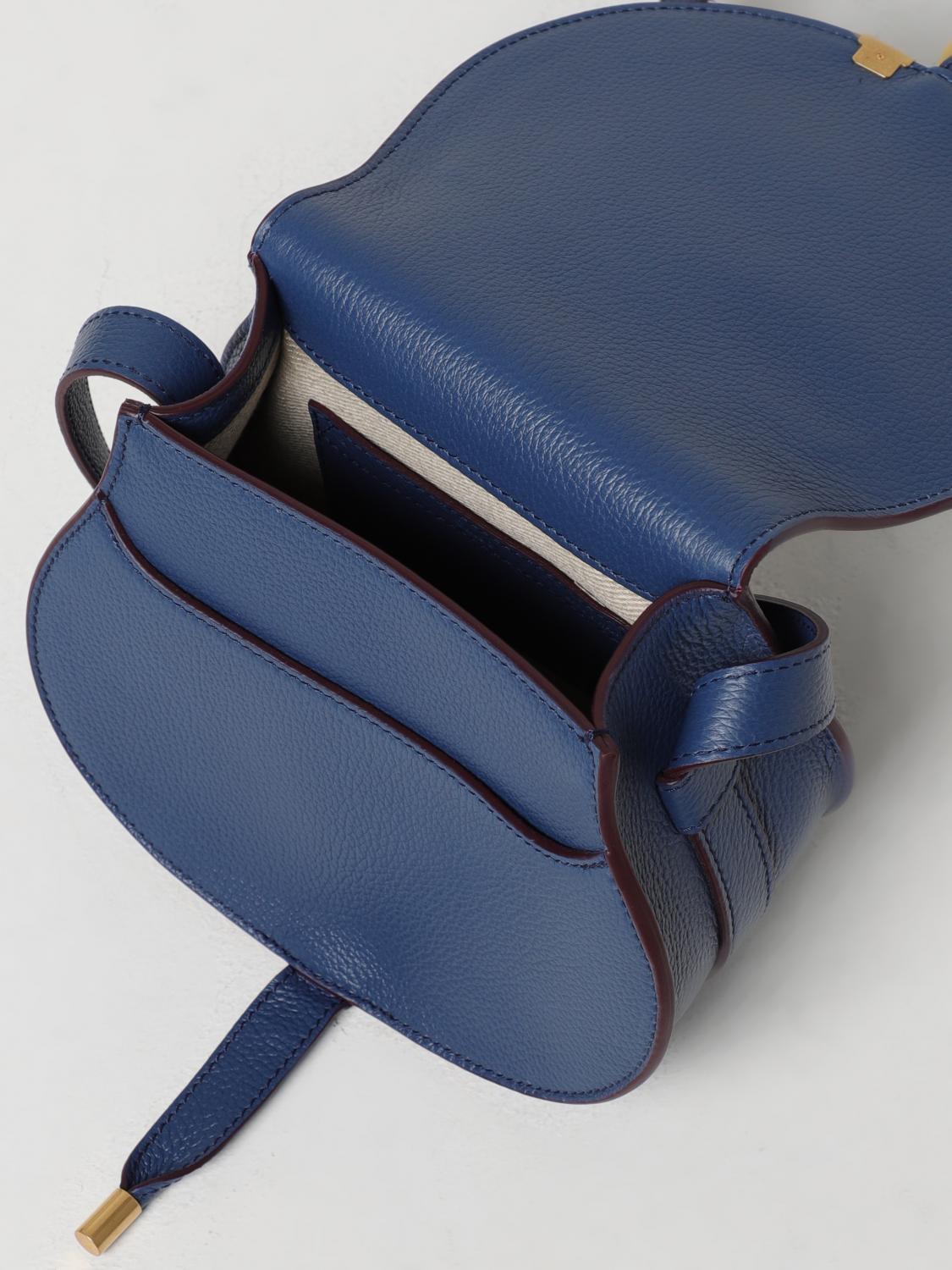CHLOÉ BORSA MINI: Borsa Marcie Chloé in pelle a grana, Blue 3 - Img 4