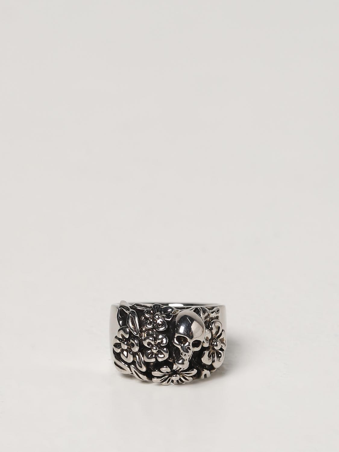 MCQUEEN GIOIELLO: Anello The Floral Skull McQueen in ottone, Oro - Img 2