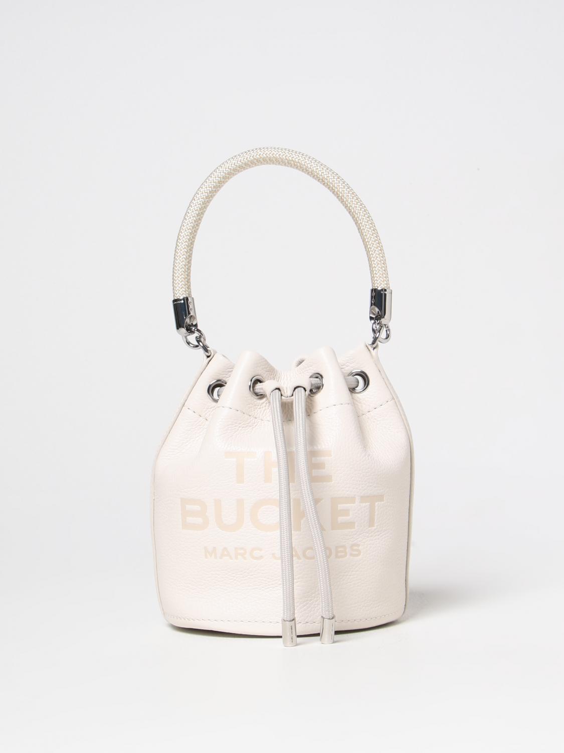 MARC JACOBS BORSA MINI: Borsa The Bucket Marc Jacobs in pelle a grana, Bianco - Img 1