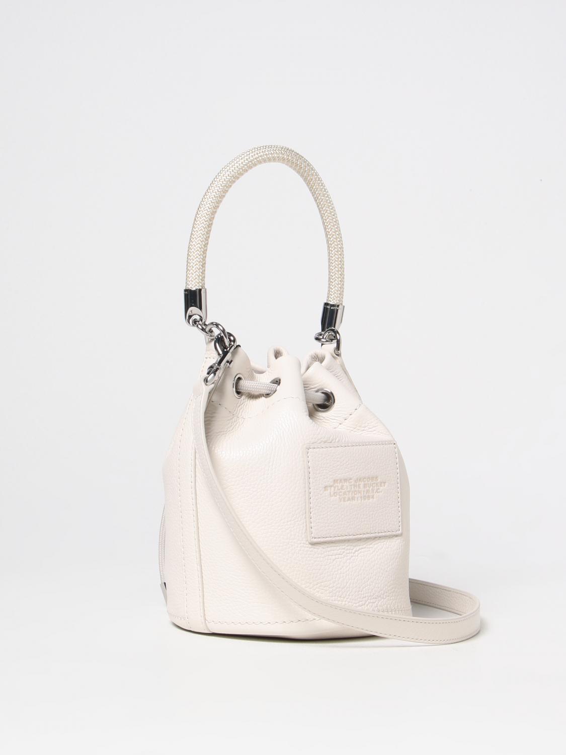 MARC JACOBS BORSA MINI: Borsa The Bucket Marc Jacobs in pelle a grana, Bianco - Img 2
