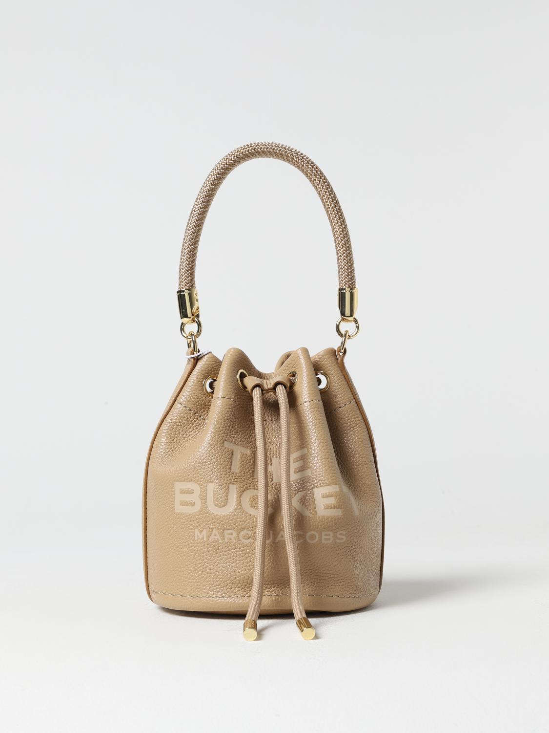 MARC JACOBS BORSA MINI: Borsa The Bucket Marc Jacobs in pelle a grana, Beige - Img 1