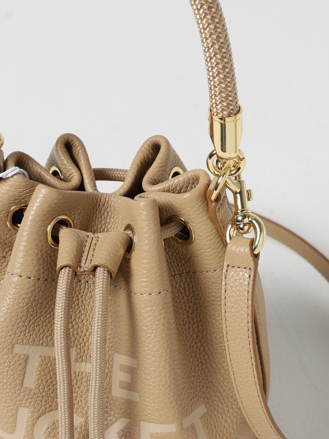 MARC JACOBS BORSA MINI: Borsa The Bucket Marc Jacobs in pelle a grana, Beige - Img 3