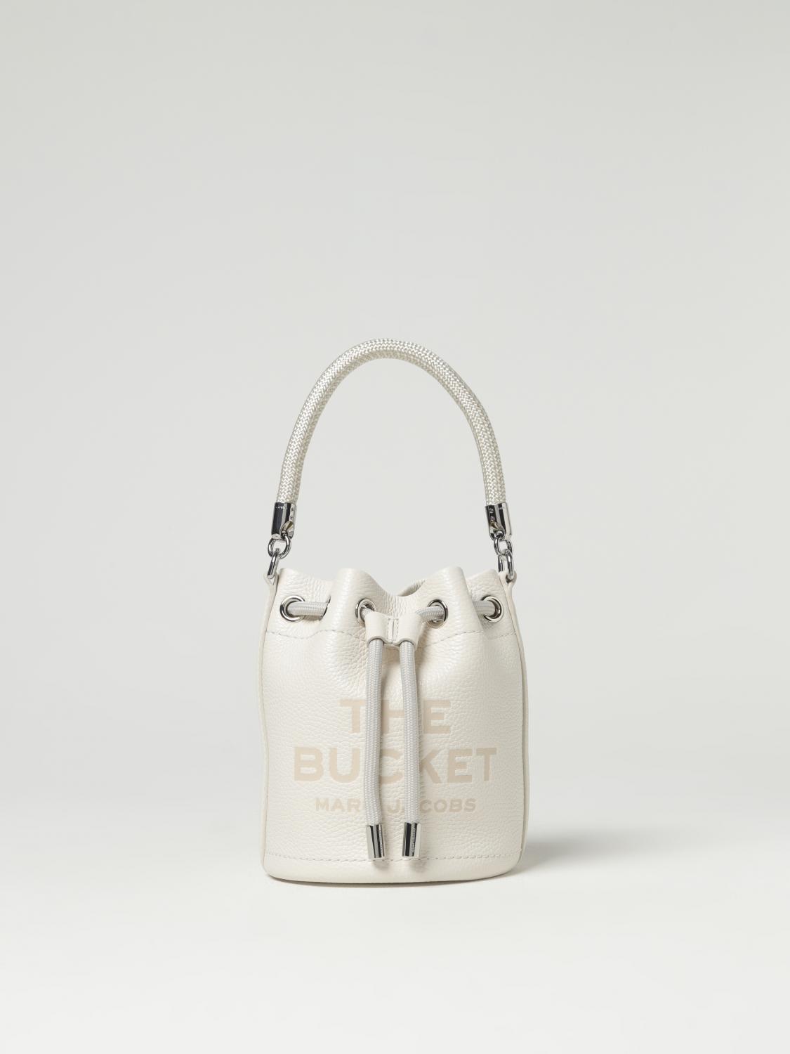 MARC JACOBS BORSA MINI: Borsa The Bucket Marc Jacobs in pelle a grana, Bianco - Img 1
