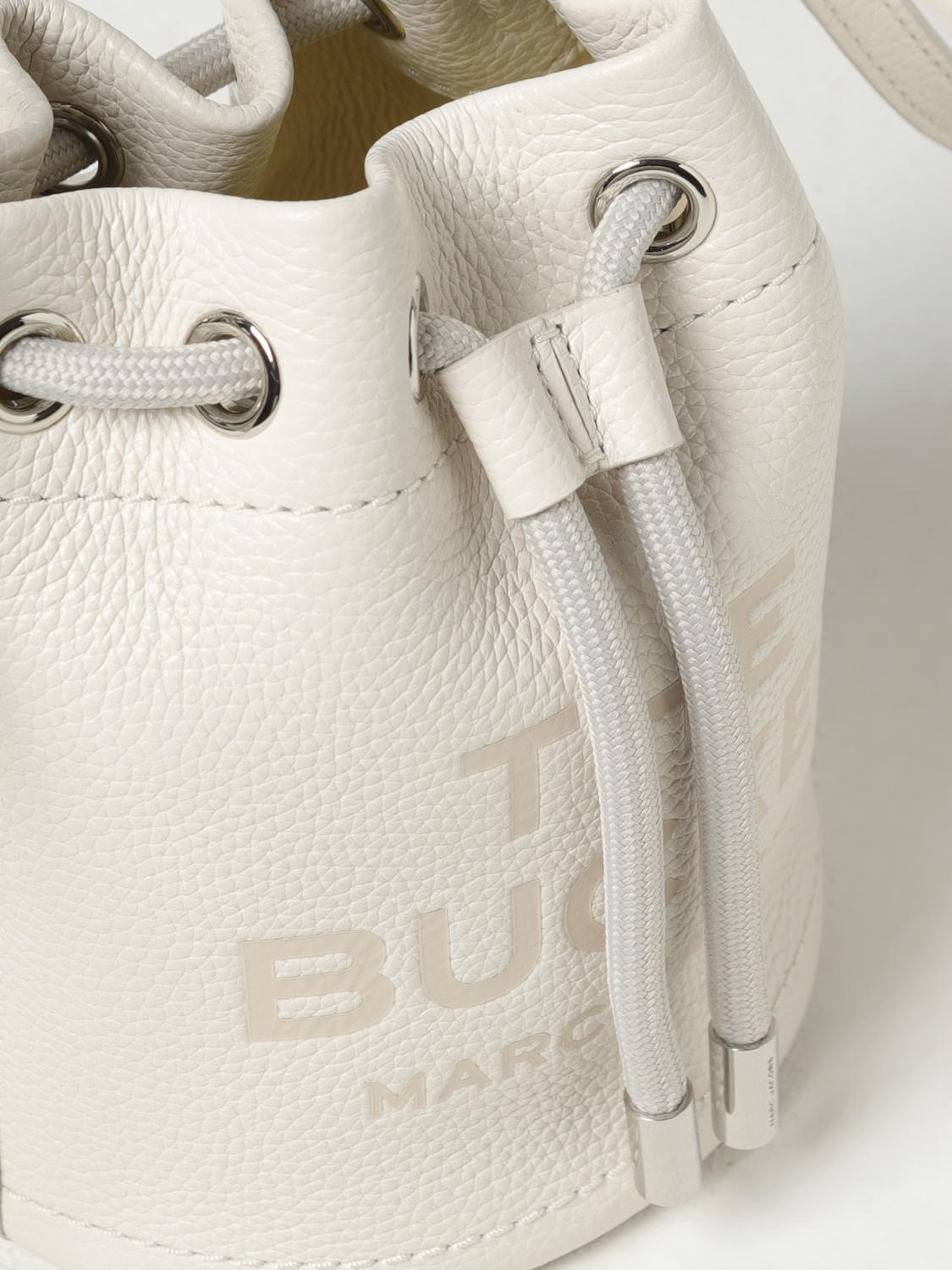 MARC JACOBS BORSA MINI: Borsa The Bucket Marc Jacobs in pelle a grana, Bianco - Img 3