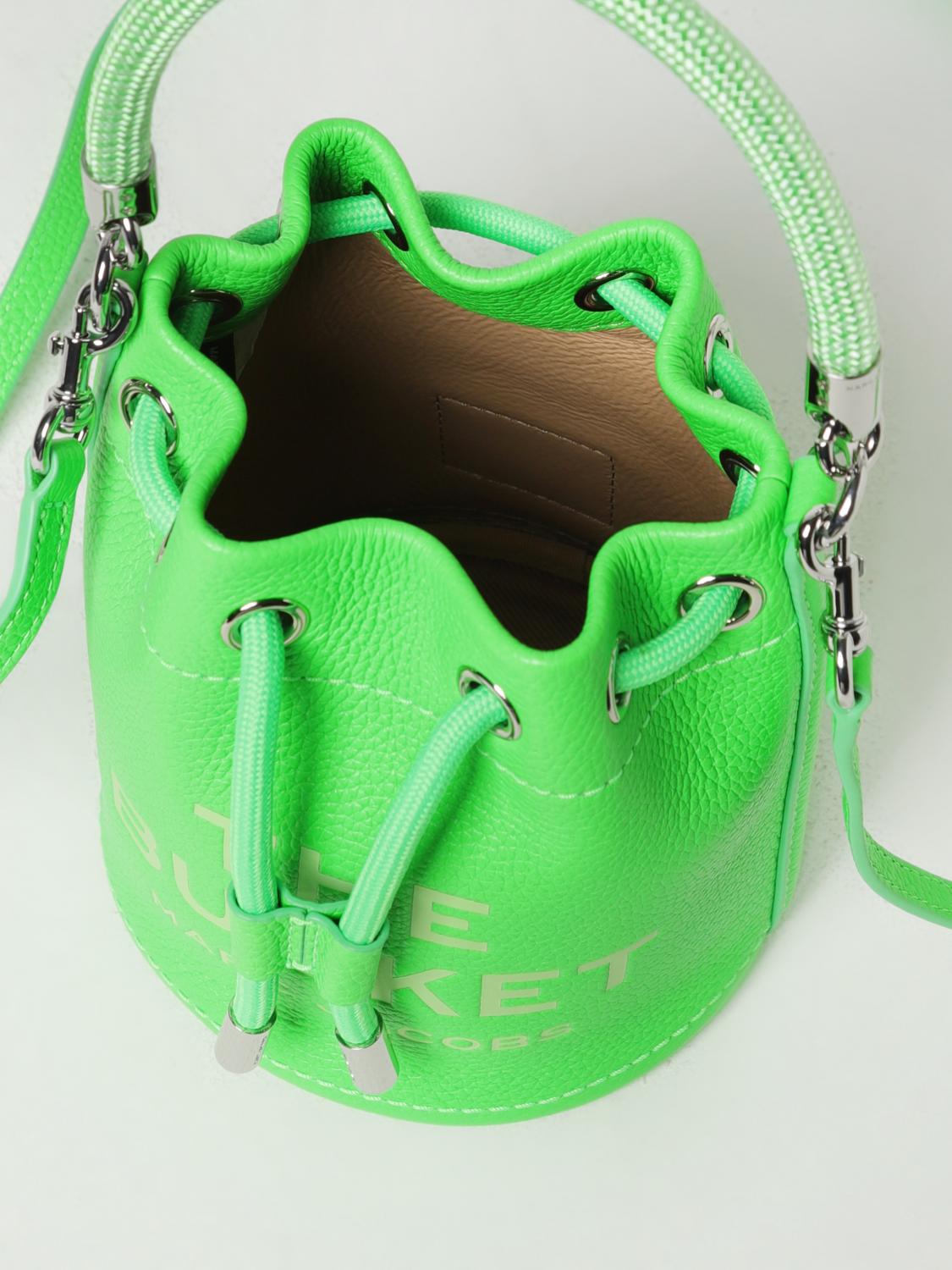 MARC JACOBS BORSA MINI: Borsa The Bucket Marc Jacobs in pelle a grana, Verde - Img 3