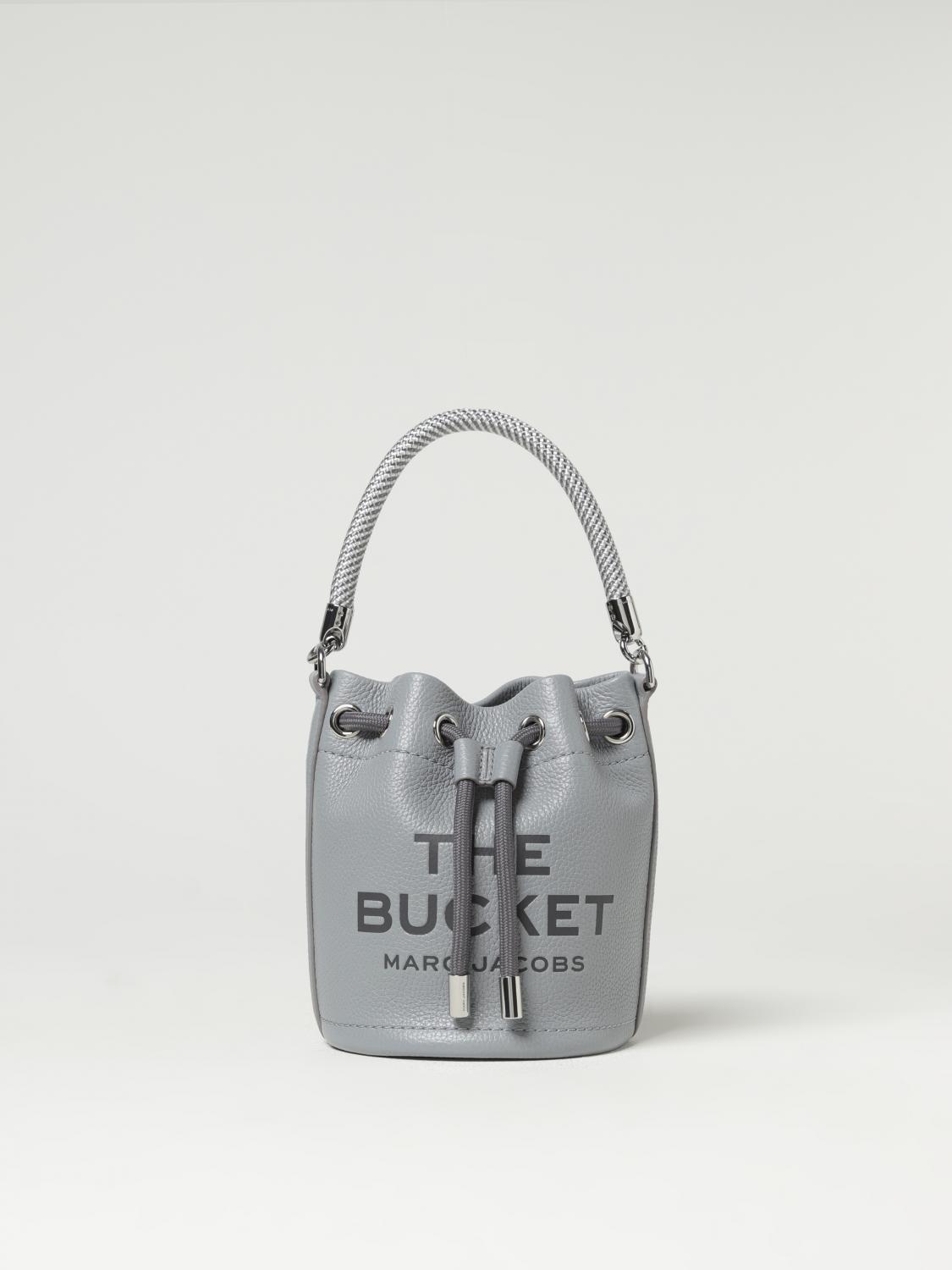 MARC JACOBS BORSA MINI: Borsa The Bucket Marc Jacobs in pelle a grana, Grigio - Img 1