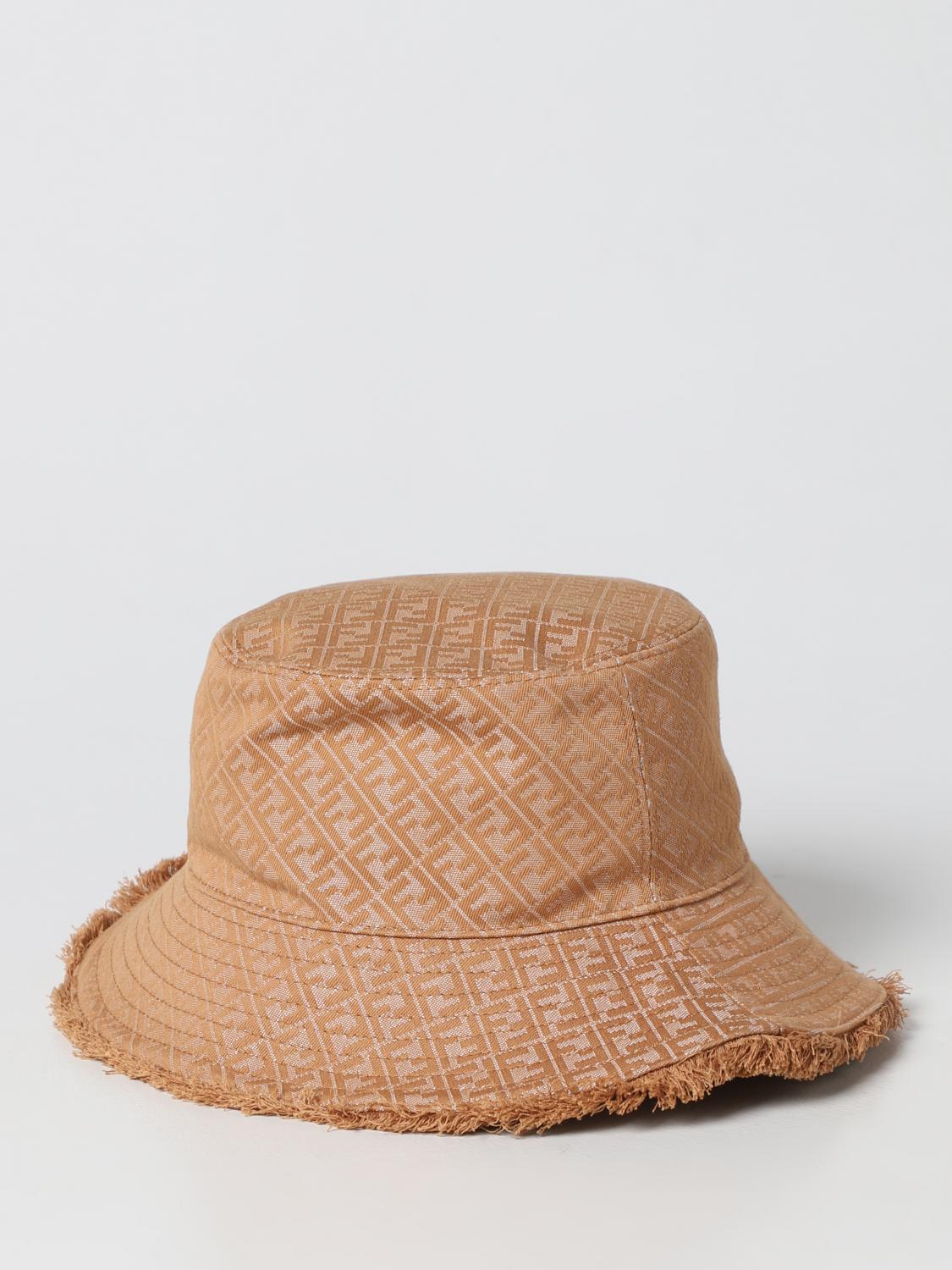 FENDI CAPPELLO: Cappello Fendi in misto cotone con monogram jacquard, Marrone - Img 1