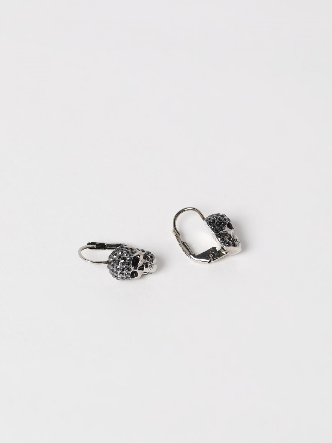 MCQUEEN GIOIELLO: Orecchini Skull McQueen in ottone con strass, Silver - Img 2