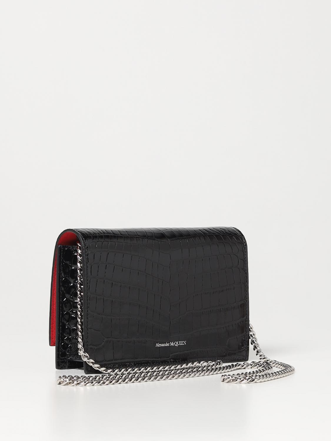 MCQUEEN BORSA A TRACOLLA: Borsa Skull McQueen in pelle stampa cocco, Nero - Img 2