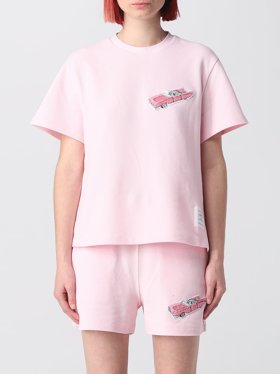 THOM BROWNE T-SHIRTS: T-shirt Thom Browne in cotone piquet, Rosa - Img 1