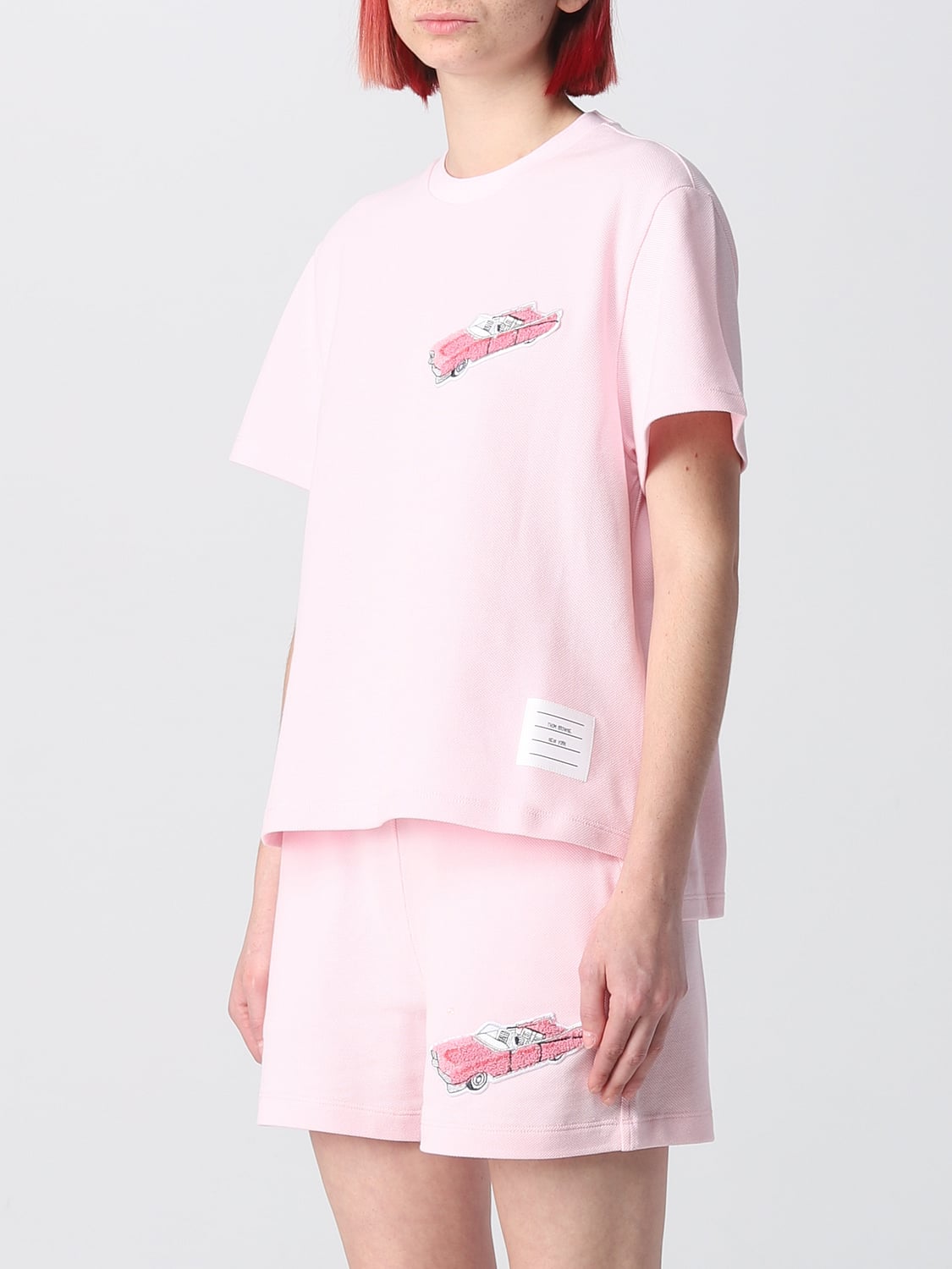 THOM BROWNE T-SHIRTS: T-shirt Thom Browne in cotone piquet, Rosa - Img 4