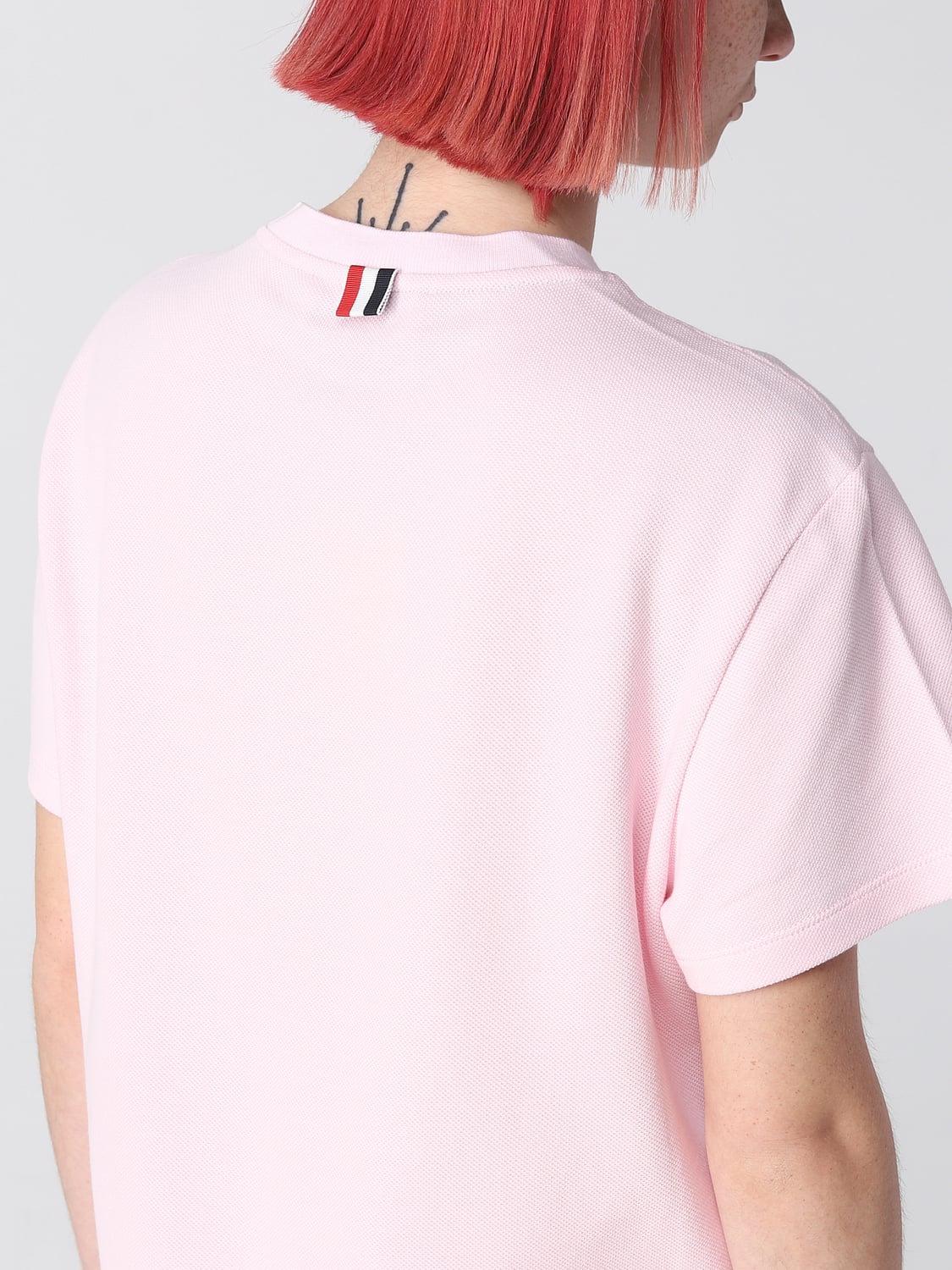 THOM BROWNE T-SHIRTS: T-shirt Thom Browne in cotone piquet, Rosa - Img 5