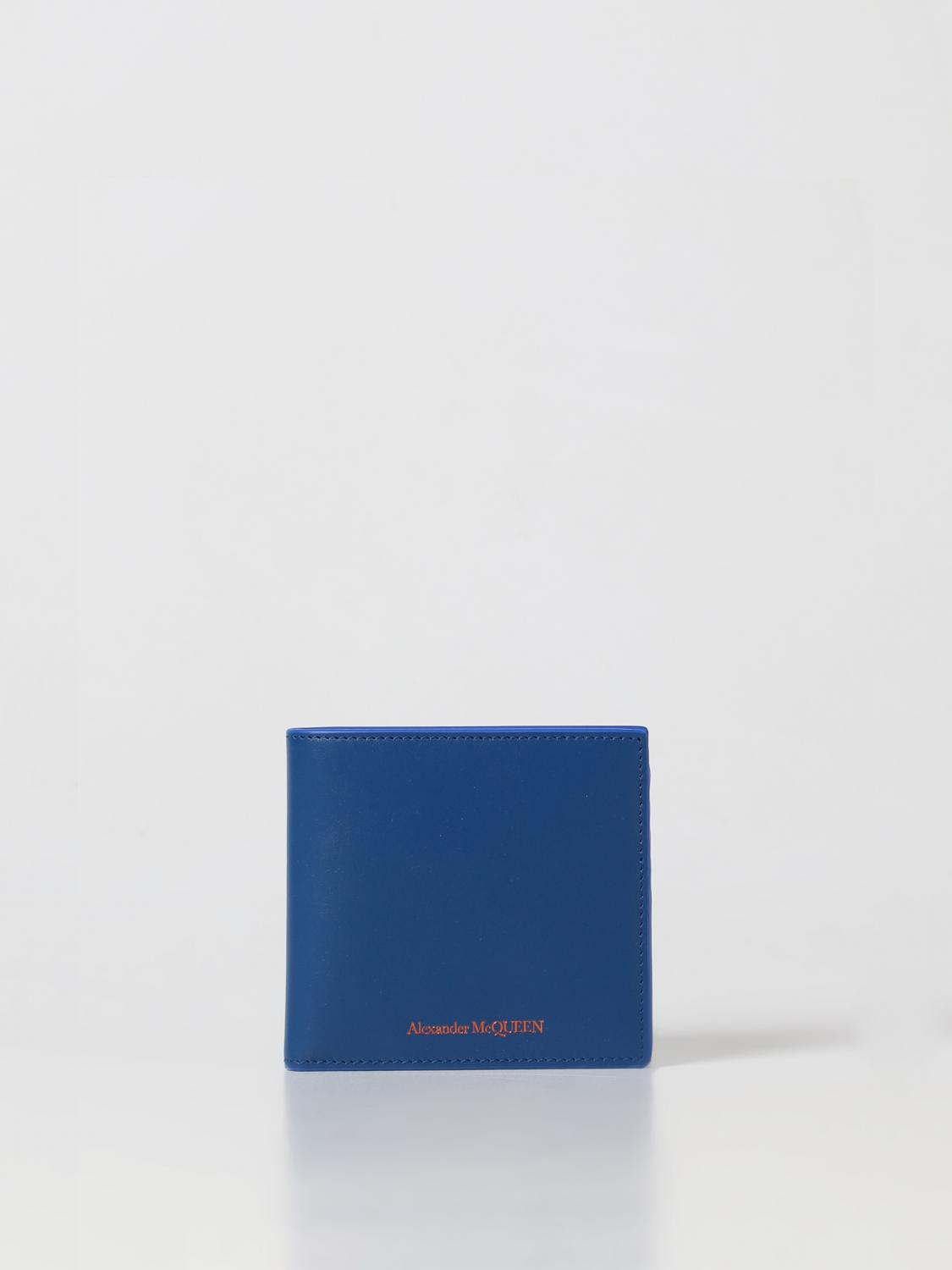 MCQUEEN WALLET: McQueen wallet in leather, Blue - Img 1