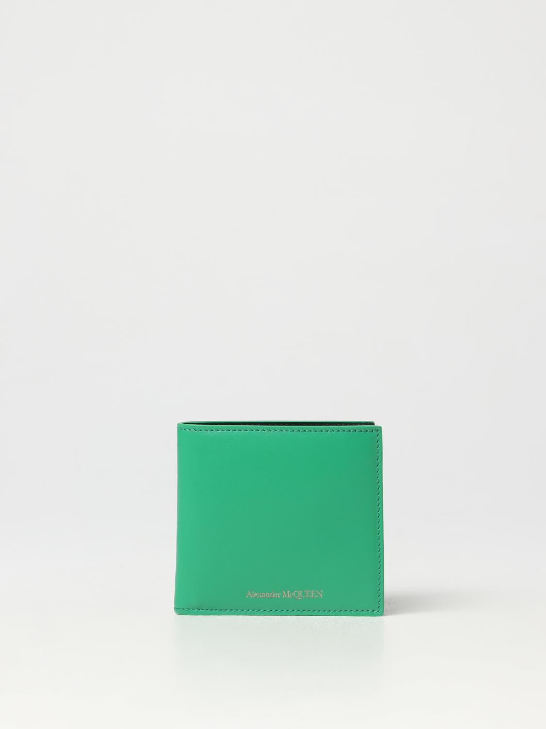MCQUEEN WALLET: McQueen wallet in leather, Green - Img 1